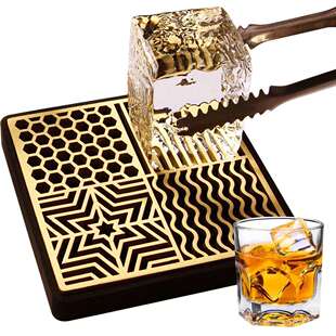 logo酒吧调酒冰块文字纹理压方形网红铜版商标装饰纹雕冰模具冰铜