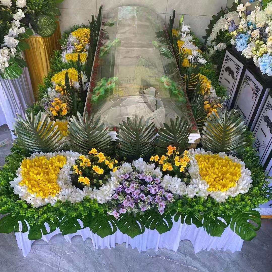 供应水晶棺围棺花 灵堂装饰花 灵堂花 仙瑞殡葬销售