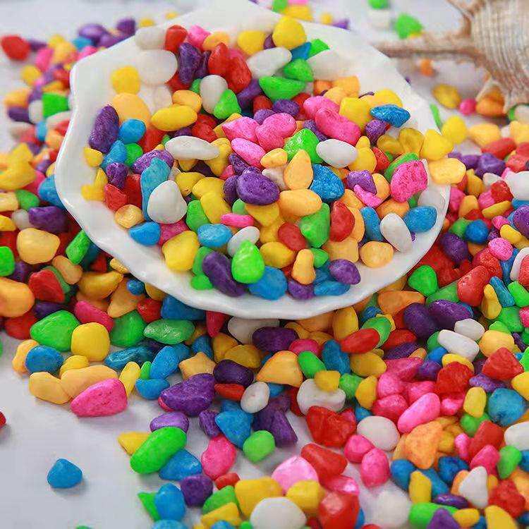 七彩石头彩色小石子多肉铺面石鱼缸造景植物园艺花盆栽装饰小石子
