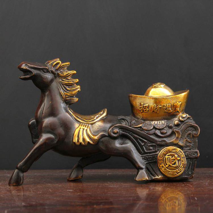 纯铜马拉车摆件点金小号马拉元宝仿古马拉车家居工艺品装饰品摆设