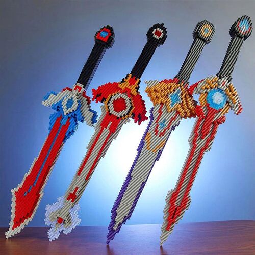 Fashion Kawaii Sword In Hand Building Block Cosplay Model