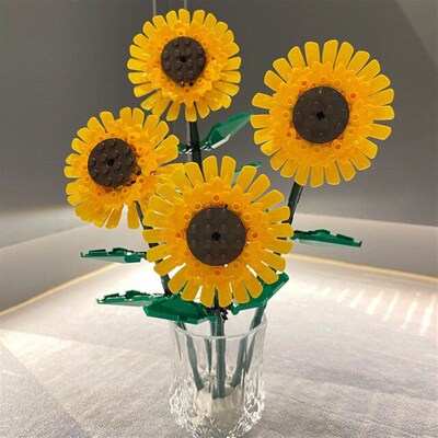 City Creative Sunflower Blocks Plant Desktop Decoration Buil