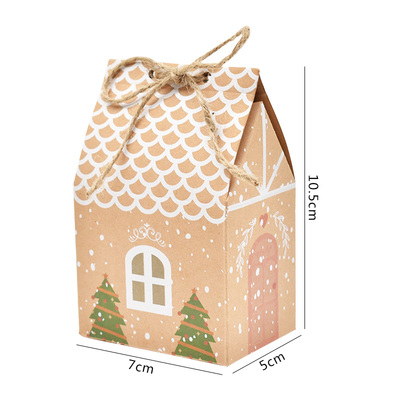 5/10pcs Christmas House Shape Candy Box Gift Bags Xmas DIY C