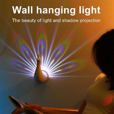 Creative LED Peacock Projection Lamp with Remote Control