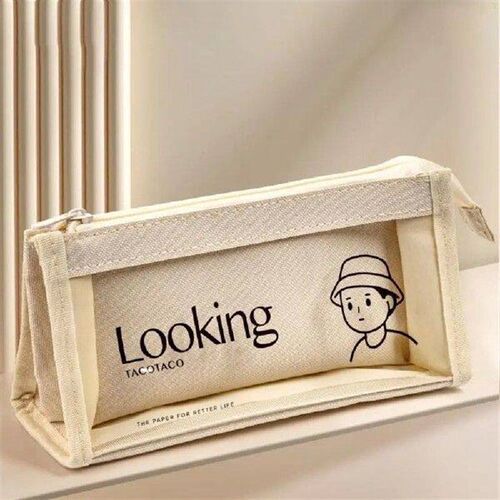 Multi Layer Canvas Transparent Pencil Case Zipper Japanese