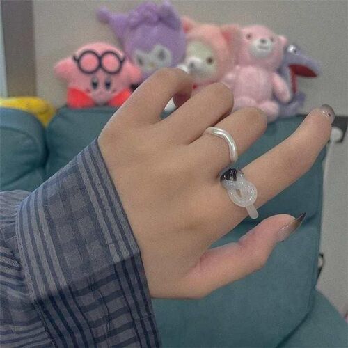 Cute Simple Frog Chick Ring for Women Girl Resin Geometric F