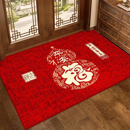 葫芦百福入户门地垫20新款红色喜庆门垫进门口玄关蛇年新年地毯