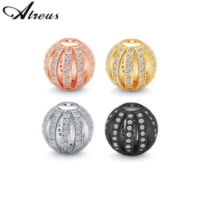 Areus 3pcs White Black Micro Pave Zircon Charms Beads Geomet