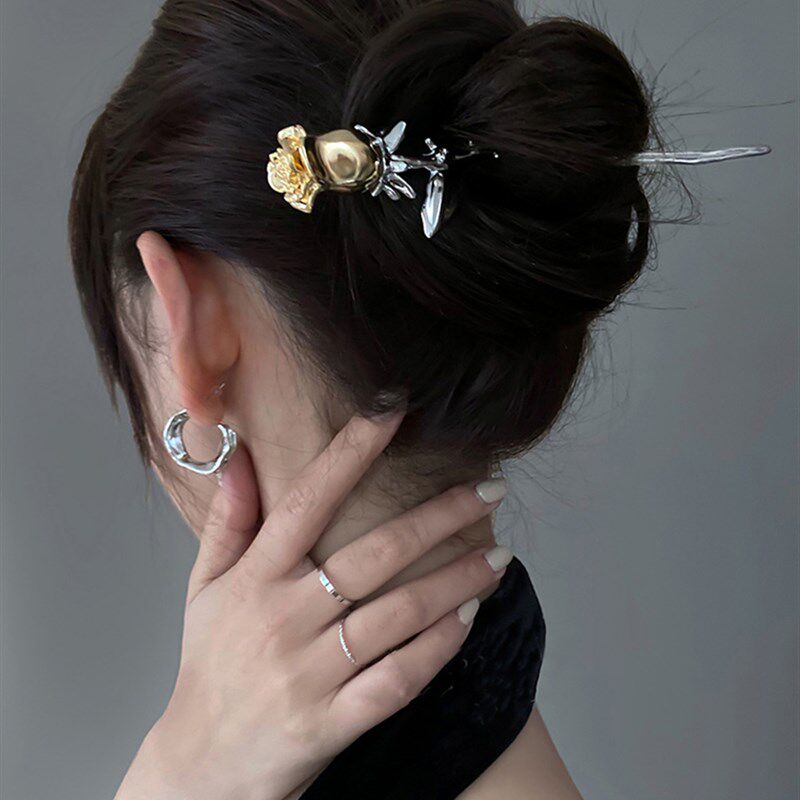 Punk Rose Flower Hair s Hairpins for Women Vintage Pendant S