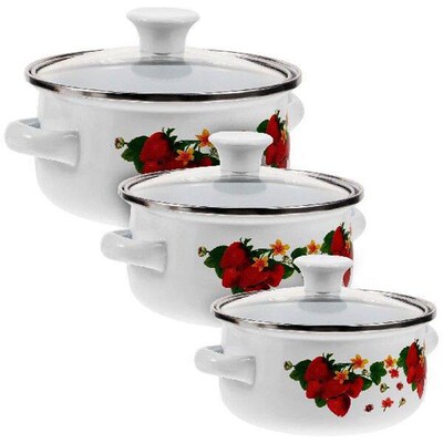 Enamel Mini Soup Pot Double Ear Oil Instant Noodle Flat