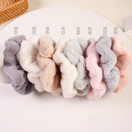 Warm Soft Hair Scrunchies Furry Elastic Hair Band Women Girl