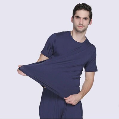 95% Bamboo Fiber 5% Spandex Sleepwear For Sleeping Round Nec