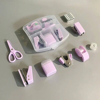 Mini Stapler Staple Punch Hole Tape Machine Set Ins Korean M
