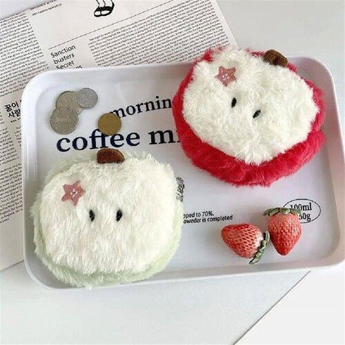 Small Storage Bag Cartoon Fruit Shape Soft Fuzzy Plush