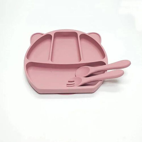 3PCS Rubber dinner plate baby children suction cup tableware