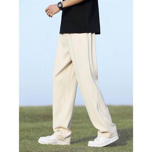 Summer Korean Mens Pants Light&Thin Polyester Elastic Waist