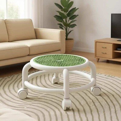 Swivel Rolling Stool Round Low Small Grey Universal Wheel