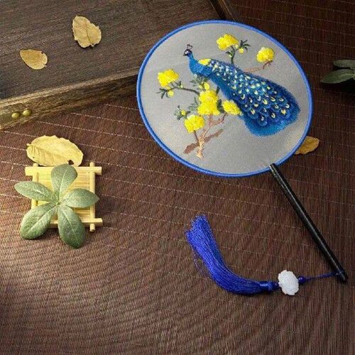 Silk-wrapped Palace Fan Summer Fan Chinese Embroidered