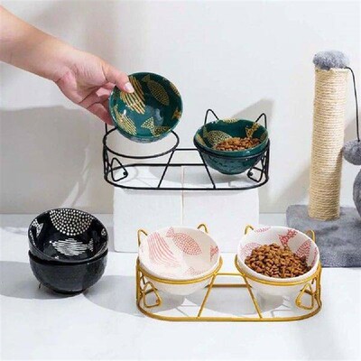 Feeder Drinker Oblique Mouth For Dog Cat Elevated Dishes