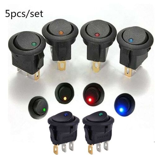 5pcs/set ON/OFF 12V Round Rocker Dot Boat Switch Waterproof