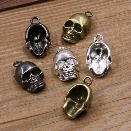 10Pcs 11*20mm 3 Color Skull Ghost Head Charms Halloween Pend