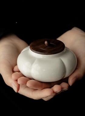 宜茶室储茶话草木灰陶瓷罐精品高档叶存罐20241128小号便携茶罐密