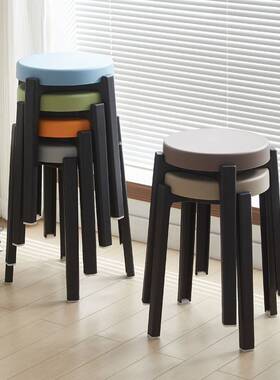 塑凳子厂家简现约代家用40447加厚餐桌防滑叠放创料意风可车凳子