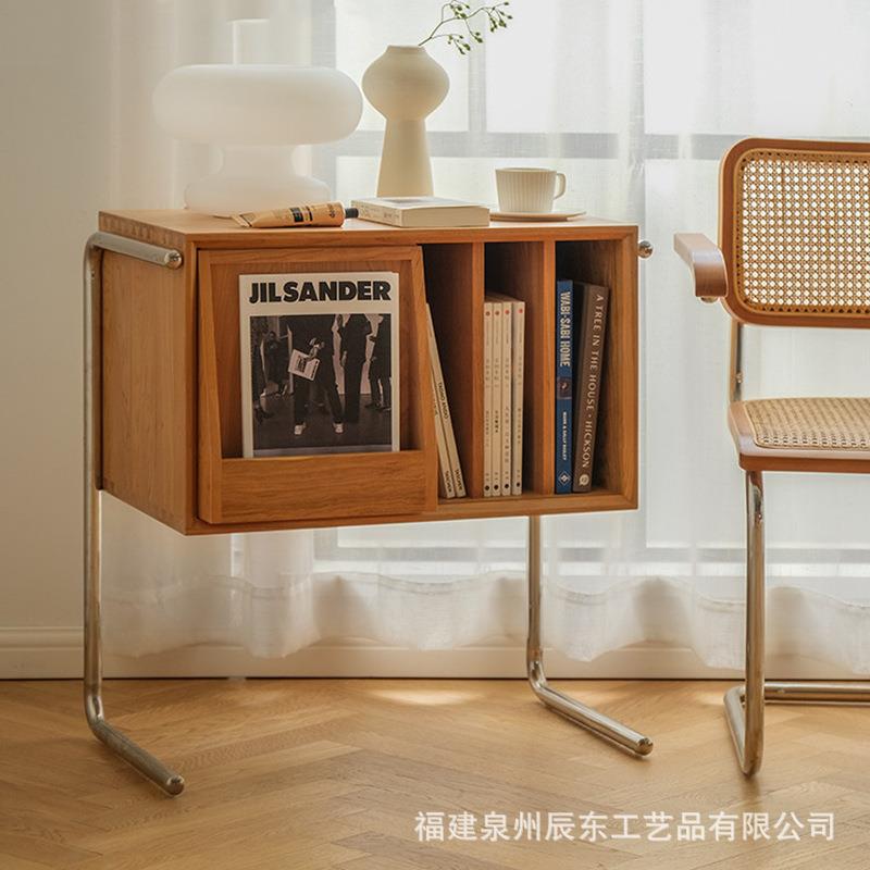 北欧简约实木杂志书柜 小户型客厅置物小型边柜奶茶店创意杂志柜