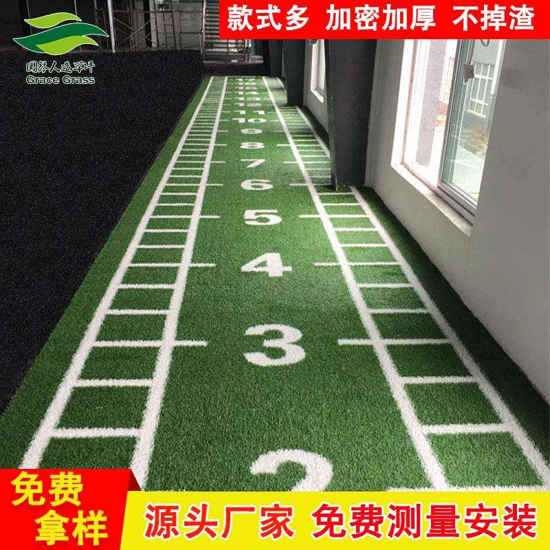 国琴健身房推式雪橇草坪带刻度运动地毯工作室私教室内跑道人工假