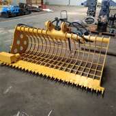 挖掘机网格倾斜斗水沟清淤高强度挖斗360度可转换角度割草斗