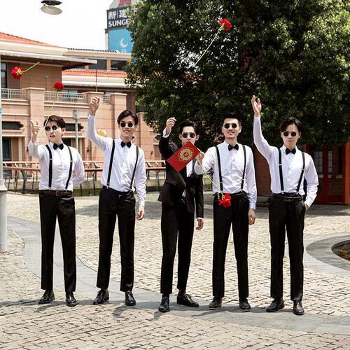 Best Man Clothing Brs Western Style Mens Pink Shirt Suit Su