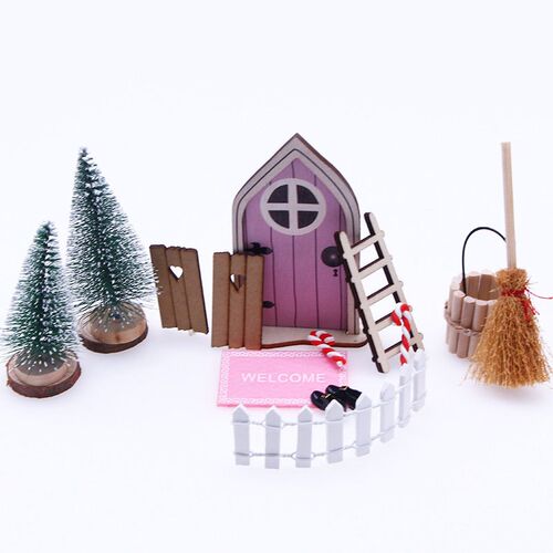Mini house Elf Door Christmas Decoration Set Miniature scene