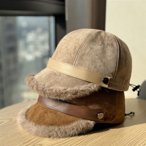 Suede Plush Wide-brimmed Cap Womens Outdoor Warm Cold-proof