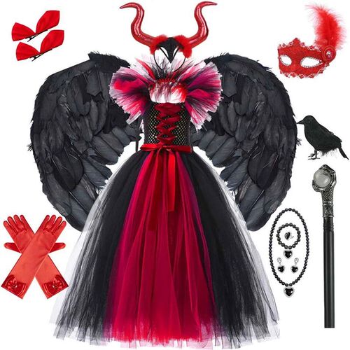 Girl Witch Dress Halloween Evil Role Playing Costume Knitted
