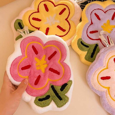 Floral Hanging Absorbent Thickened Coral Fleece Towel for Ki