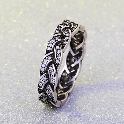 High-grade 3A zircon twist ring imitation black old ring Tha