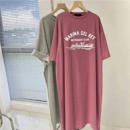 Summer Plus Loose Printed Short Sleeve Dress for Women