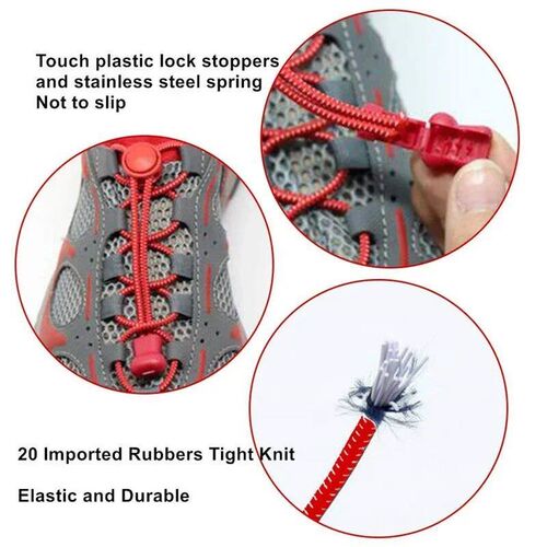 1 Pair 22 Color Elatic Shoelace Round Locking No Tie Shoe La