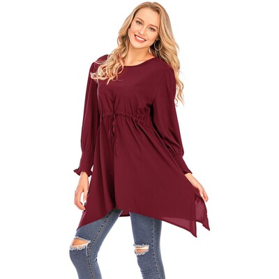 Four Seasons Womens Tops Turkish Solid Color Casual Tops