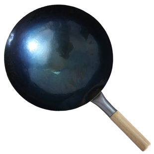 粤菜厨师熟铁精铁炒镬炒锅无涂层不粘锅圆尖底炒菜锅生铁锅家商用