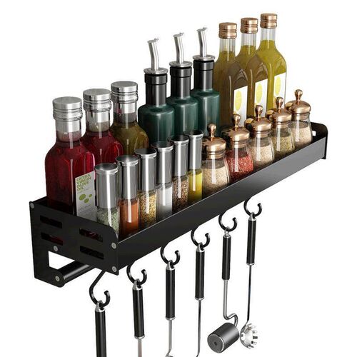 spice rack Kitchen shelf wall hanger hole free storage rack