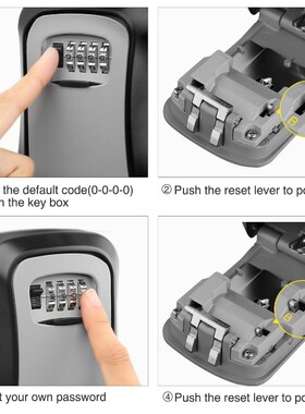 Key Lock Box Wall Mounted alloy Key Safe Box Weatherproof 4