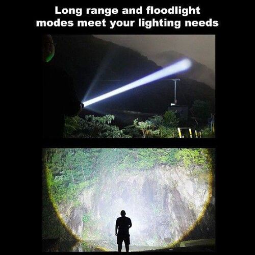 LED Portable Flashlight Power Display 1200LM Telescopic