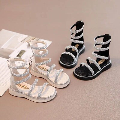 Summer Childrens Girls Gladiator Sandals Rhinestone Crysta