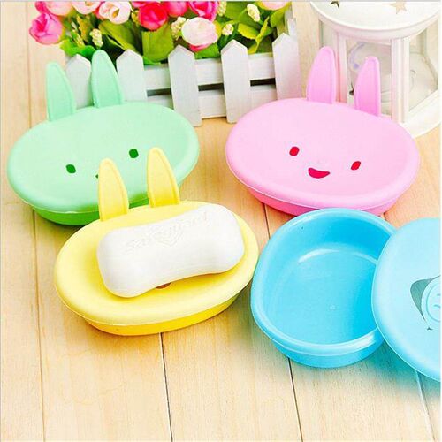 Creative Cute Rabbit Soap Box, Cartoon Smiling Bunny Double