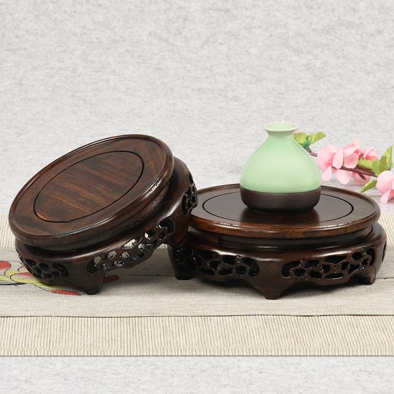 实木底座旋转木雕圆形底托花瓶玉器古玩托盘石头酒坛摆件根雕底座,家居饰品,装饰摆件,淘宝优惠券,粉丝福利购,淘宝优惠卷