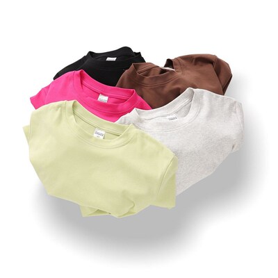 French Shoulder 230g Waist Hot Girl Crew Neck Short Sleeve T