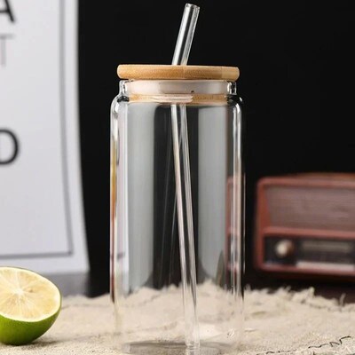 450ml/550ml Cover Band with Straw High Borosilicate Glass He