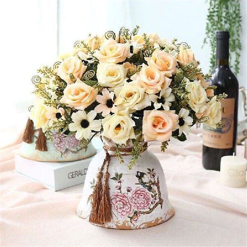 5pc Roses Flowers Big Bouquet Vase Suit Fake Flowers Roses