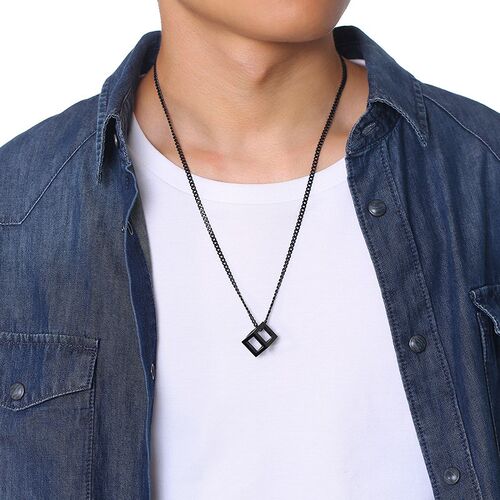 Vnox Retro Hollow Cube Pendant for Men Stainless Steel Squar